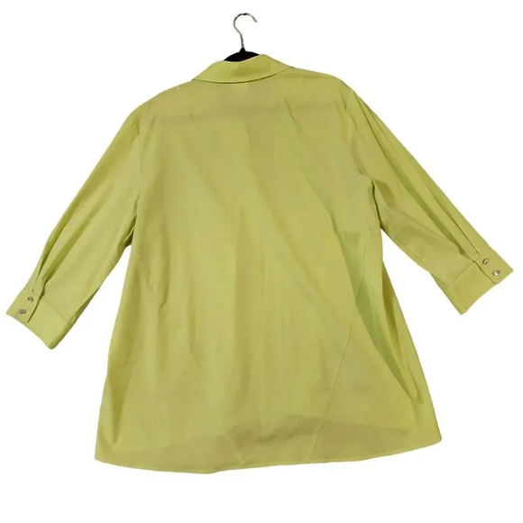 New Finley Light Green Trapeze 3/4 Sleeve Collared Button Down Blouse Si… - Picture 3 of 10